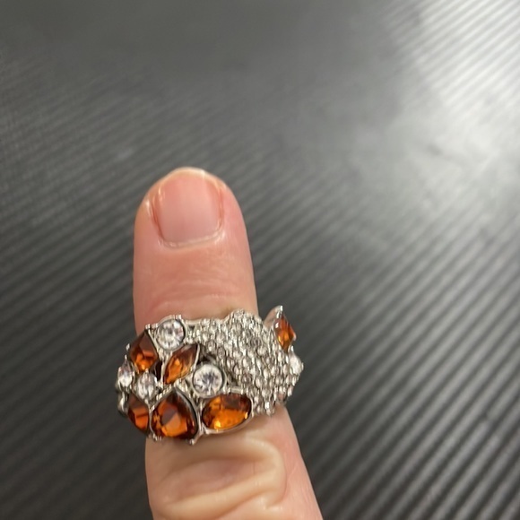 NWOT Paparazzi Orange‎ Stones and Diamonds on a Silver Ring Skinny Back - Picture 4 of 5